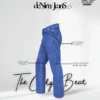 "A pair of medium blue, straight-leg denim jeans presented against a white background, featuring The Cargo Bear brand text and logo."