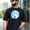 The Cargo Bear white oversized T-shirt with moon graphic, premium cotton streetwear outfit